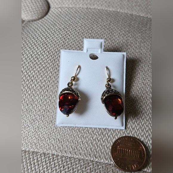 Pre-owned HOLIDAY LANE HARVEST FALL ACORN AMBER CRYSTAL EARRINGS - Picture 1 of 6